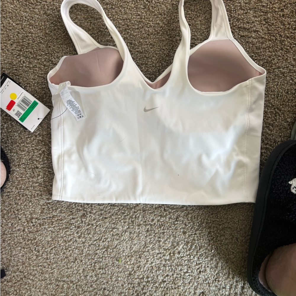 Nike Women's White and Pink Sports Bra